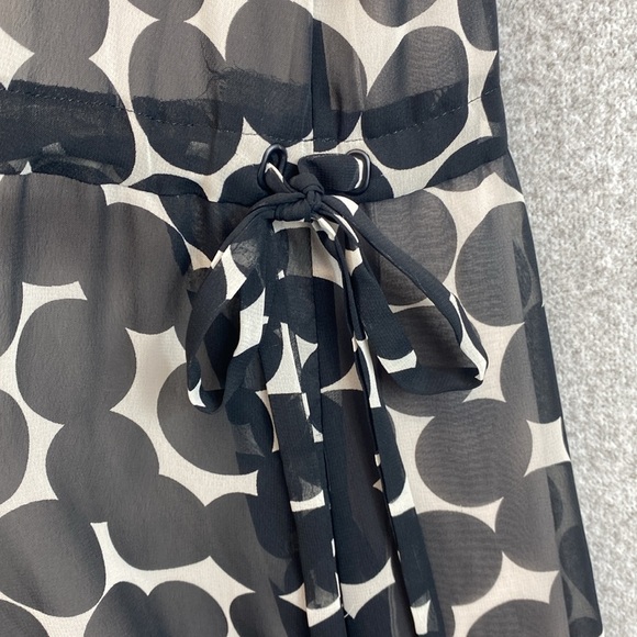 Anne Klein sleeveless maxi dress polka dots chiffon texture cinch waist S - Picture 5 of 14